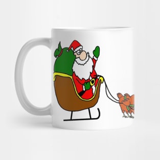 Santa with Chicken Reindeer Mug